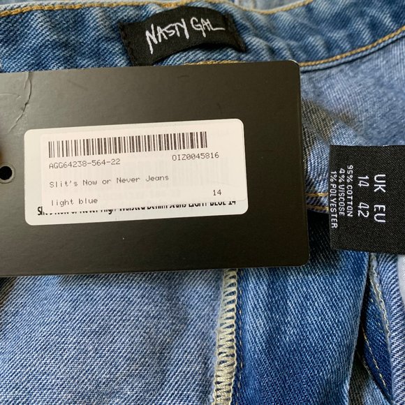 Nasty Gal NWT Slit's Now Or Never Jeans Size 14 - Picture 10 of 10